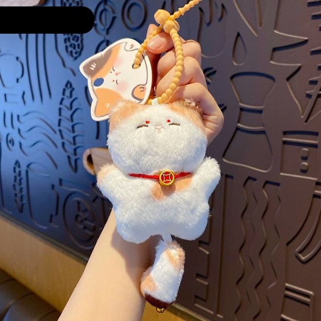 에너지 냥냥이 키링 고양이 열쇠고리 가방걸이 차키링, 삼색 고양이, 1개