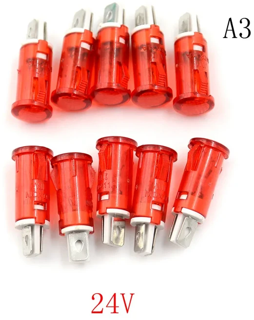 10pcs 신호 표시기 램프 패널 장착 네온 빨간색 녹색 노란색 조명 220V 110V 12V/24VDC 10mm MDX-11A 파일, 01 3