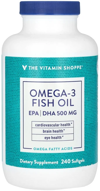 The Vitamin Shoppe Omega-3 Fish Oil 240 Softgels, 500 mg, 240 개, 1개, 240정 - 쿠팡