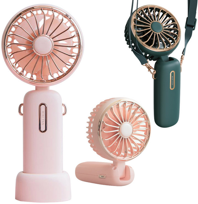 코어팬시 휴대용 미니선풍기 무소음 목걸이 USB충전 손선풍기, 핑크, 색상:(CFF403)핑크