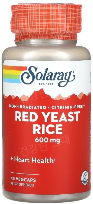 솔라레이 레드이스트라이스 홍국 600mg 45베지캡슐 Red Yeast Rice, 45개, 45정 - 쿠팡