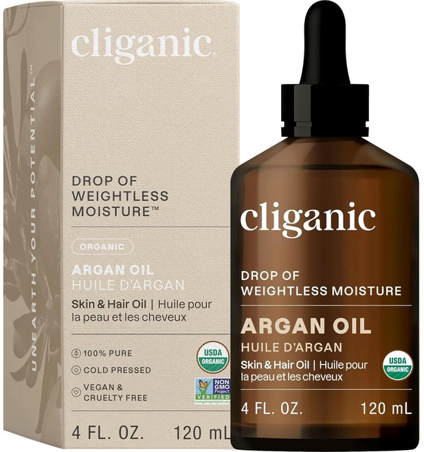 클리가닉 유기농 아르간 오일 100% 퓨어 다용도 천연 보습 헤어 피부 오일, 1개, 120ml - 쿠팡
