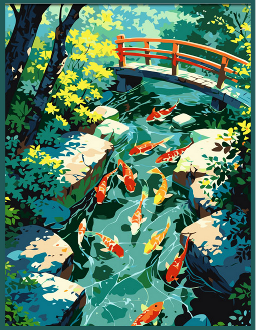 온메이드 DIY 명화그리기 그림그리기 세트 MD-220, 1개, 30 연못속 잉어