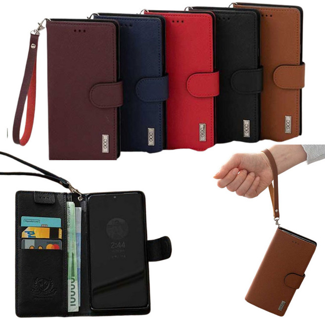 갤럭시S25FE SM-S731N 사용그립감 좋은 천연 소가죽 (이카와-뷰크) 손목 스트랩 포함 카드 지폐 수납 지갑 자석잠금 다이어리 휴대폰 케이스