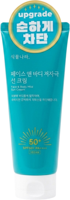 식물나라 마일드 페이스&바디 썬크림 저자극 SPF+ 선케어 무기자차 수분진정, 1개, 150ml