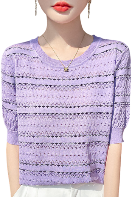 여성 반팔 니트 티셔츠 펀칭 쿨니트 K8168