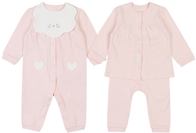 아가방 봄 유아 내의 우주복 턱받이 세트 콩콩4종세트 아동 실내복 NC유성점