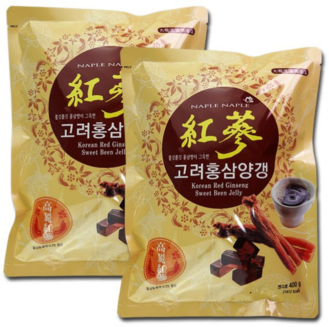 다산식품 쫄깃쫄깃 홍삼향이 그윽한 고려 홍삼 양갱, 400g, 2개