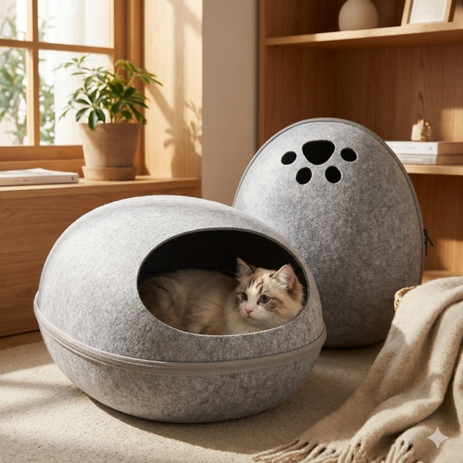 동글동글 고양이 숨숨집, 1개, 그레이