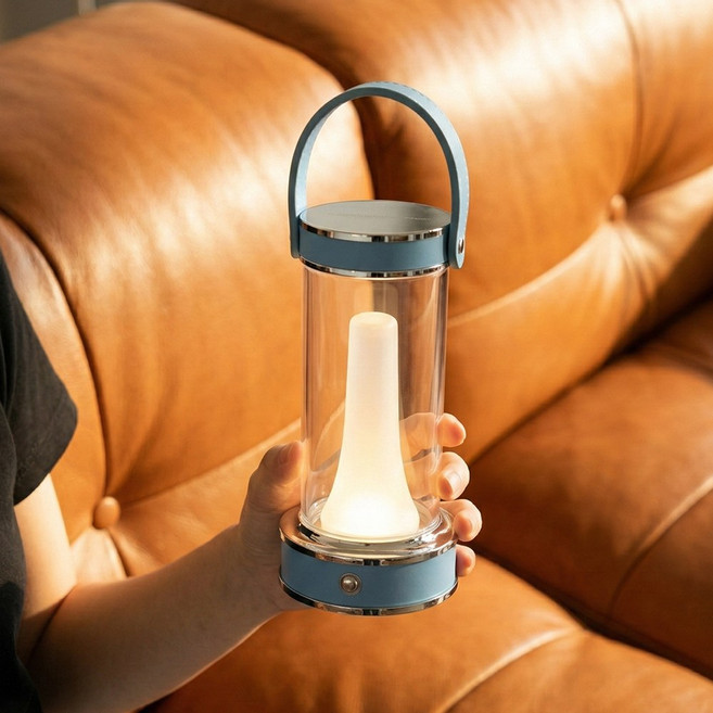 코넬 미니 무선 LED 램프 무드등 단스탠드 캠핑 렌턴 인테리어 오브제 탁상 조명, 미스티블루