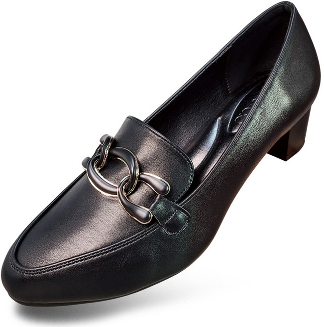 마마슈 여성 가죽 구두 통굽 펌프스 면접 출근룩 A21P