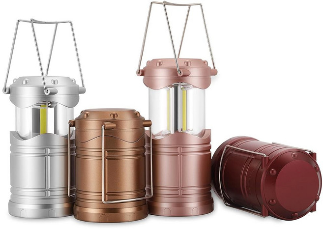 리챔프 LED 캠핑 랜턴 정전을 위한 4팩 배터리 구동 손전등 가정 실외 허리케인을 위한 비상등 생존 키트 장비 회색 휴대용 접이식 걸이등 필수품, 15 Silver, Gold, Rose Gold, Bu