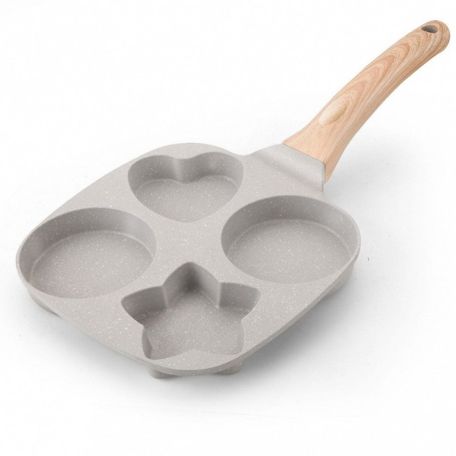 귀월미 계란후라이팬 4구팬 하트 별팬 브런치팬, 1개, 19cm