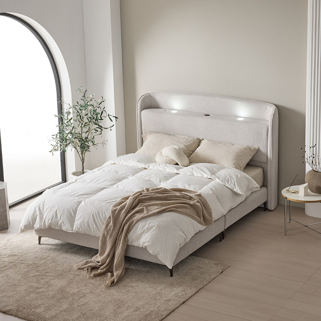 몬트디자인 몰리 조야 패브릭 LED 호텔형 침대 프레임 SS/Q K, 퀸,킹(겸용), 라이트그레이