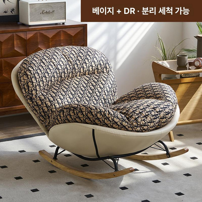 안락한 성인용 흔들 의자 안락 편한 원목 독서 수유 게이밍 좌식 흔들안락 나무 접이식 보조, 대형-미백 DR