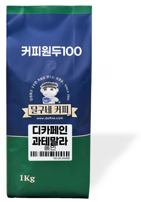 달구네커피 디카페인 과테말라 카페인없는 신선 커피원두, 1kg, 홀빈(분쇄안함), 1개