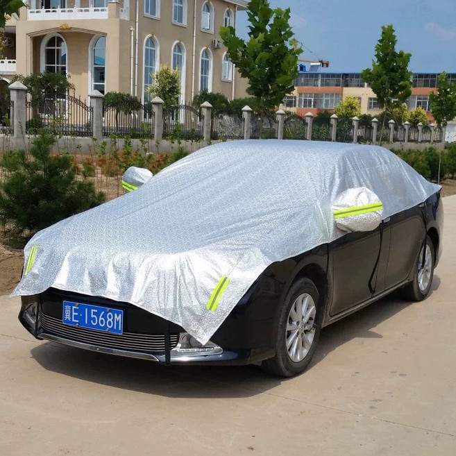 汽車車衣車罩 隔熱遮陽 冬季加厚半罩 轎車鋁膜外罩, 1個, 两厢轿车