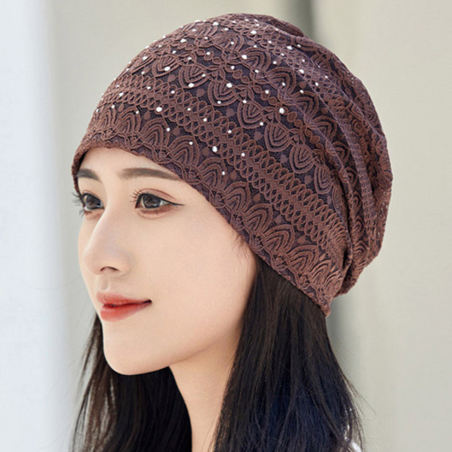 데이즈원 여성 여자 비니 두건 레이스 중년 여성 수면 실내 모자