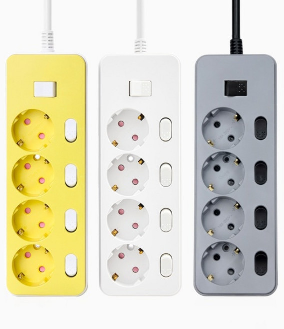 (아이정) 더좋은 멀티탭 개별 스위치 과부하차단 4구 2M, 1개, 화이트