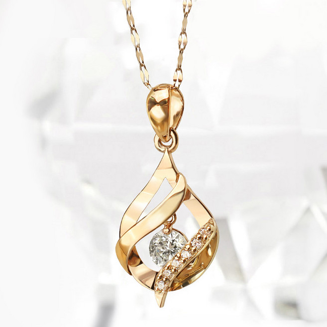 주리에떼 14K 18K 목걸이 핑크골드 데일리 심플 카리나 큐빅 물방울 여자친구 금 목걸이 선물