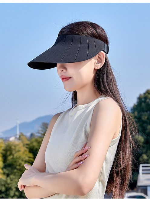 夏季遮陽帽男騎車防曬帽空頂帽防紫外線女無痕大帽檐戶外太陽帽子