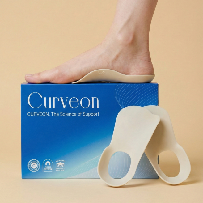 커브온 탄성아치가이드 족저근막 아치 보조 기능성 발바닥 깔창, 1세트