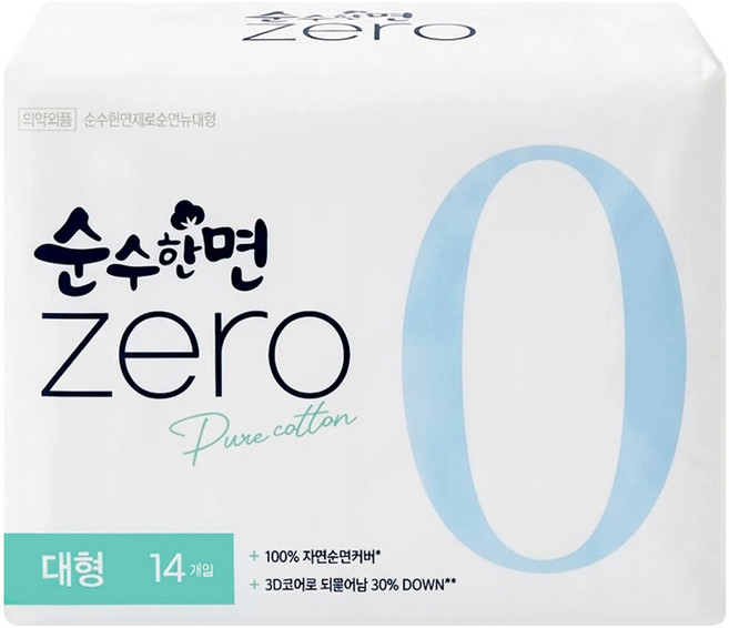 깨끗한나라 순수한면 ZERO 울트라슬림 뉴 대형 날개형 14p, 1개, 14개입