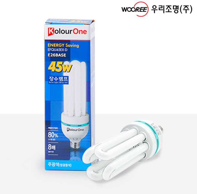 장수램프 장수 삼파장 전구 램프 형광등 45W E26 주광색 EL, 장수 EL 45W 주광색(흰빛), 1개