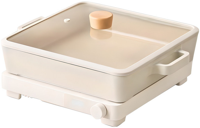 네오플램피카 인덕션 사각 전골팬 + 다이얼 인덕션 세트 2종, 혼합색상, 전골팬 + 유리뚜껑 + 사각 다이얼 인덕션, 1세트