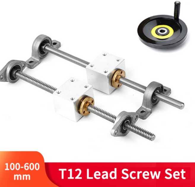 테이블소품T12 리드 스크류 직경 12mm 리드 2/4/8/12mm 사다리꼴 나사 너트 나사 세트 너트 홀더가있는 핸, 100mm, 10 Lead 10mm KFL Set