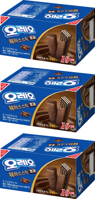 오레오 웨하스 스틱 초코, 150g, 3개