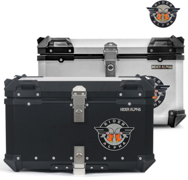 라이더알파 오토바이 알루미늄 탑박스 85리터 배달통 배달 박스 가방, 알루미늄 탑박스 85리터 블랙실버