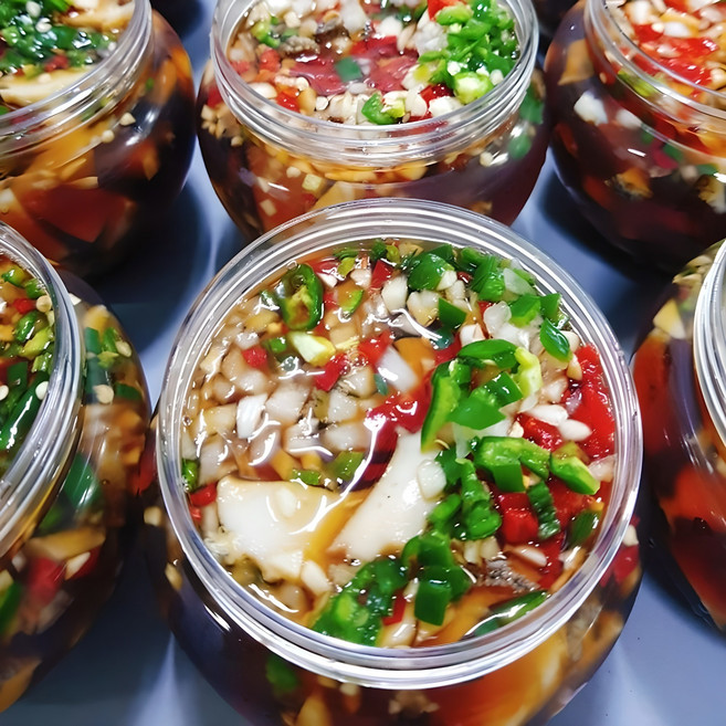 팔팔씨푸드 손질된 간편 간장 전복장 매콤 순살 전복장조림 500g, 단지보자기포장, 1개