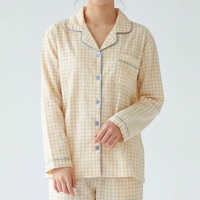 바이로이 여성 봄 여름 가을 소프트 홈웨어 긴팔 잠옷 상하의 세트