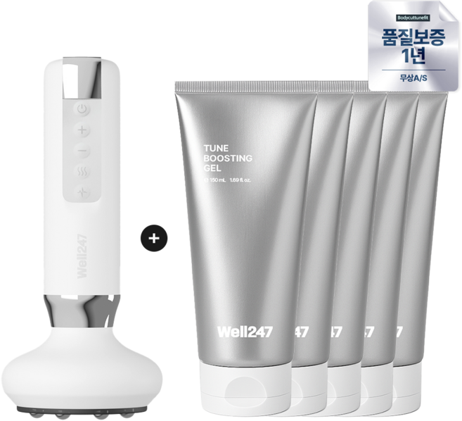 야노시호 PICK 흡입괄사 바디컷튠핏+튠부스팅젤 5개 set 웰247 뭉친피로 리프팅케어 압박 순환 탄력 EMS