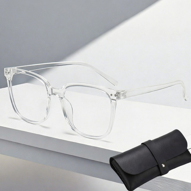 하루투데이 블루라이트차단 안경 사각 뿔테 남자 여자 패션 초경량 + 케이스 안경닦이 포함