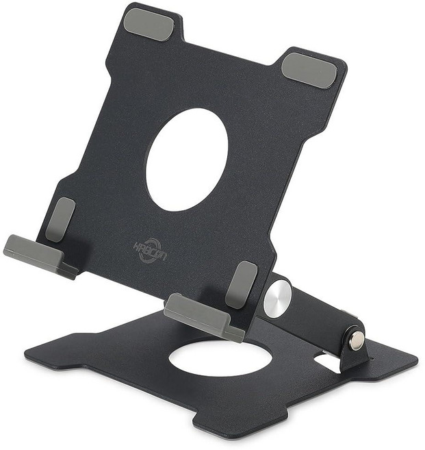 KABCON 고품질 태블릿 스탠드 마이크로소프트 서피스 시리즈 태블릿 아이패드 시리즈 삼성 갤럭시 탭 아마존 킨들 파이어 등을 위한 눈 높이 조절 가능 접이식 알루미늄, 스몰-블랙, 스몰-블랙, 1개