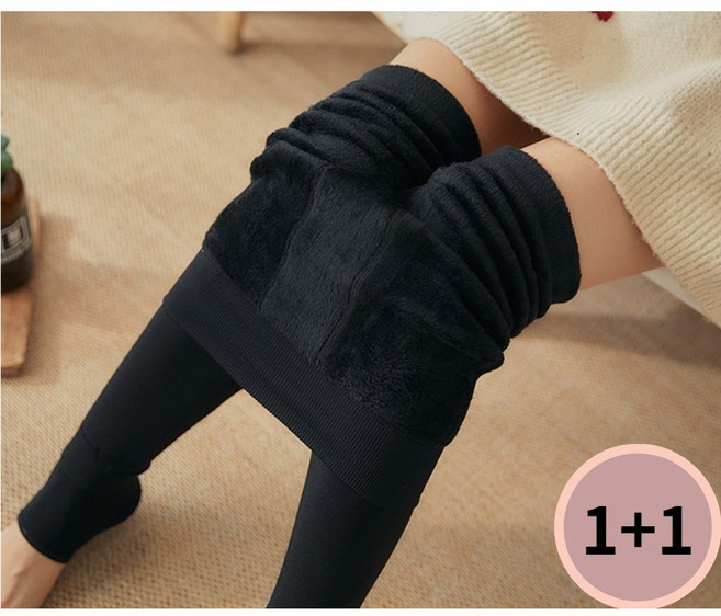 마켓머큐리 여성용 무발 융털 기모 겨울 방한 레깅스 고탄력 타이즈 스타킹 1+1