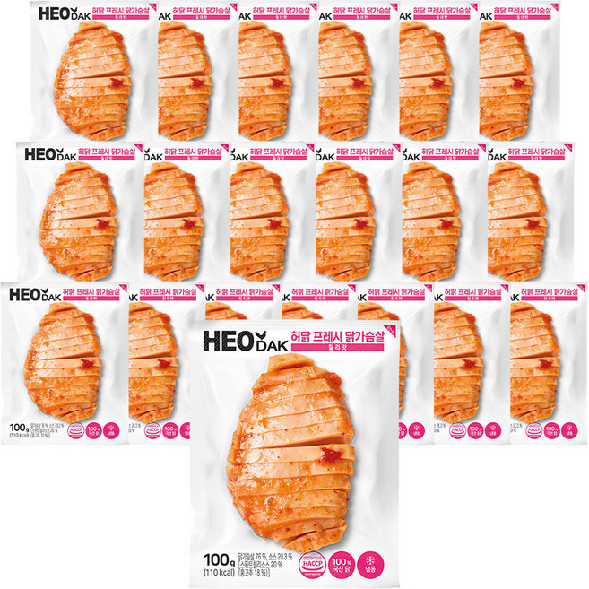 허닭 프레시 슬라이스 닭가슴살 칠리맛, 100g, 20개