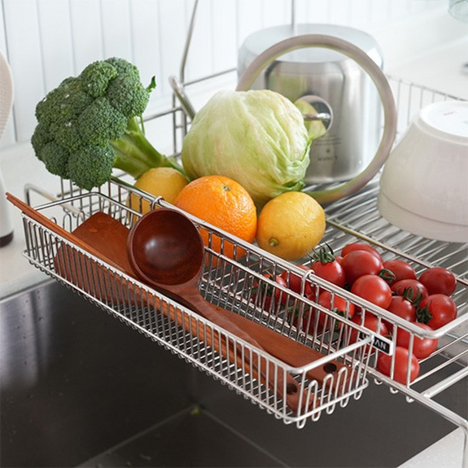 한국도자기리빙 에르노바 스텐 304 2단 확장형 한뼘 식기건조대 멀티바스켓, 없음, 1개