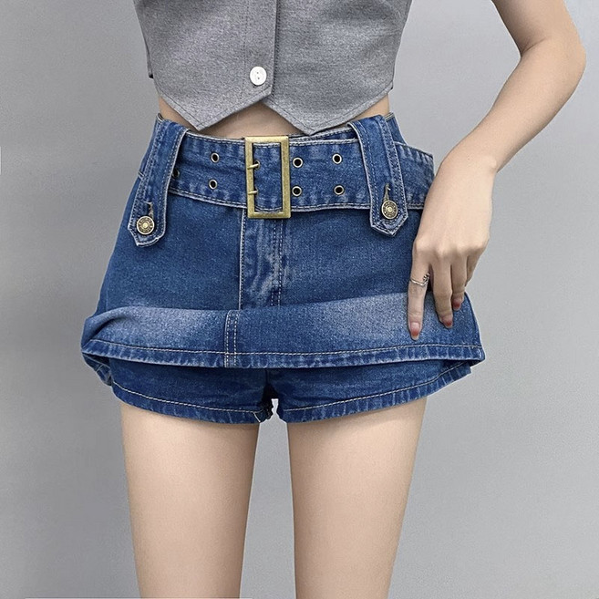 TOONIES 여성 하이웨이스트 레트로 슬림 치마바지