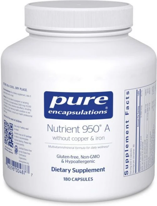 멀티비타민 멀티영양제 구리와 철분이 없 캡슐화 영양소 950A | 저자극성 멀티 비타민/미네랄 포뮬러 180 캡슐, 1개, 180정 - 쿠팡