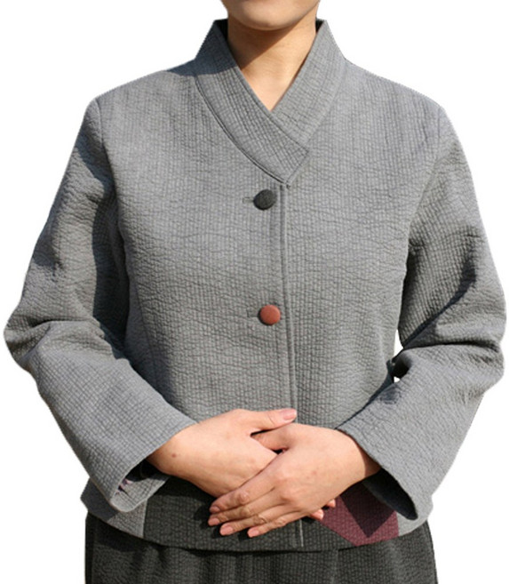 만덕몰 봄 가을 겨울용 여성 삼각 배색 버튼 저고리(단일상품) 개량 생활한복 절복 법복 단체복