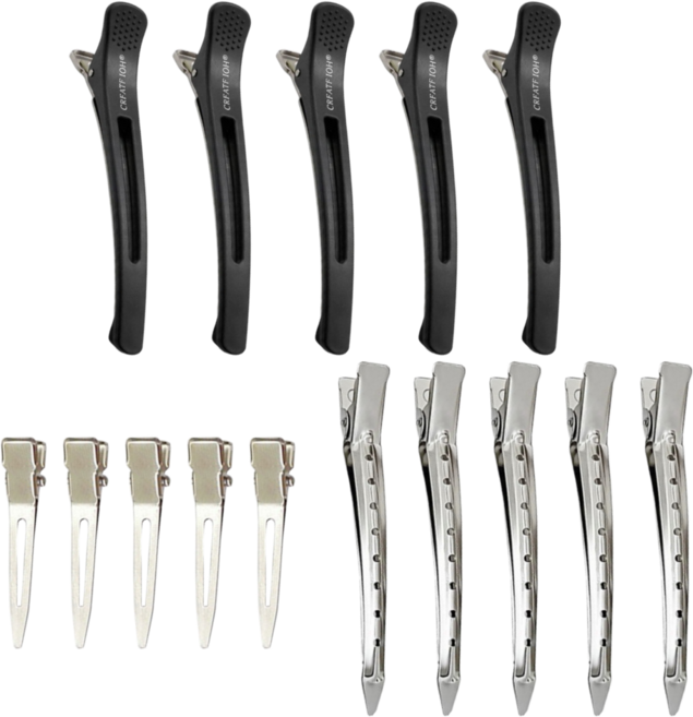 L'APOGIER 자국없는 미용실 헤어 실리콘 집게핀 15개 3종 세트 대형 소형