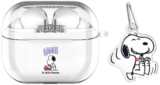 스누피 버즈라이브/버즈3/버즈3프로 클리어 케이스 +아크릴키링 세트, 빈티지 스누피 하루_타자기, 버즈3/버즈3프로(공용)