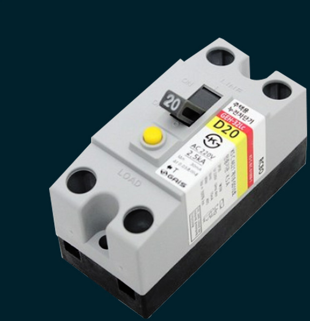 주택용 누전차단기 20A GAIS 가정용 전기차단기 교체 조명공사 배선용품 주거용 누전방지 과부하 단락보호 가이스산전 전기자재 감전방지 두꺼비집 전원장치 사무실 창고 매장 분전함, 1개