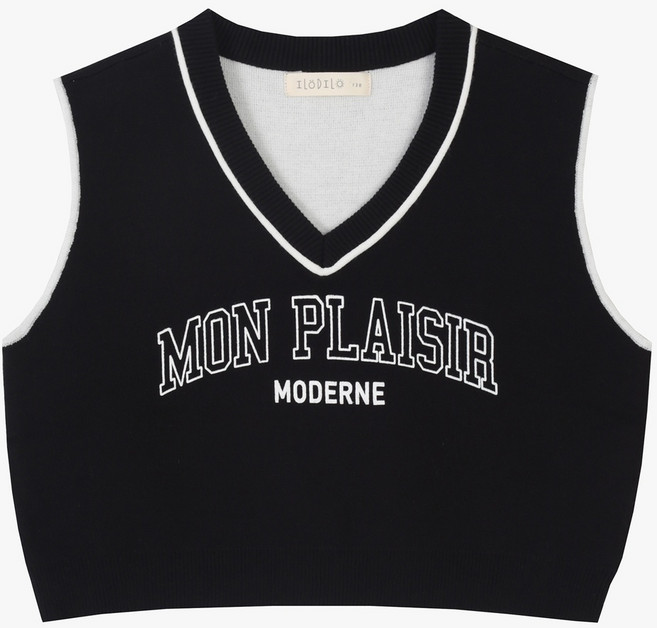 일로딜로 부평점 로고 디테일로 포인트를 준 부드럽고 편안한 여아 모던 니트 조끼