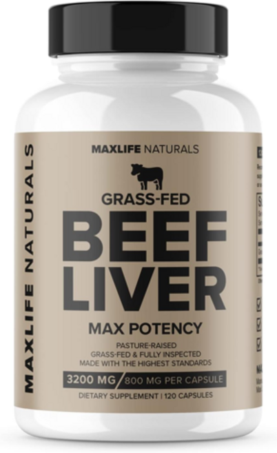 맥스라이프 MAXLIFE NATURALS 목초사육 건조 소간 3200mg 120캡슐, 성인남녀공용, 알약/캡슐, 1개, 120정