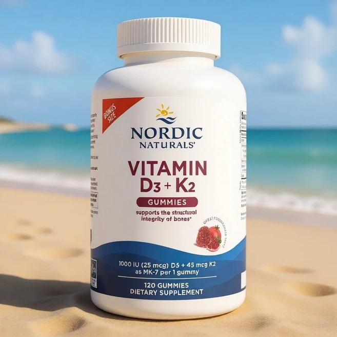 노르딕 내추럴스 비타민D3 + K2 구미젤리 석류맛 120정 골밀도, 120개 - 쿠팡