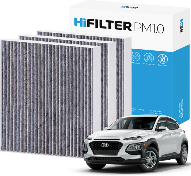 2+1 하이필터 PM1.0 활성탄 자동차 에어컨필터 현대, 3개, 코나 (1세대/OS) H10J110